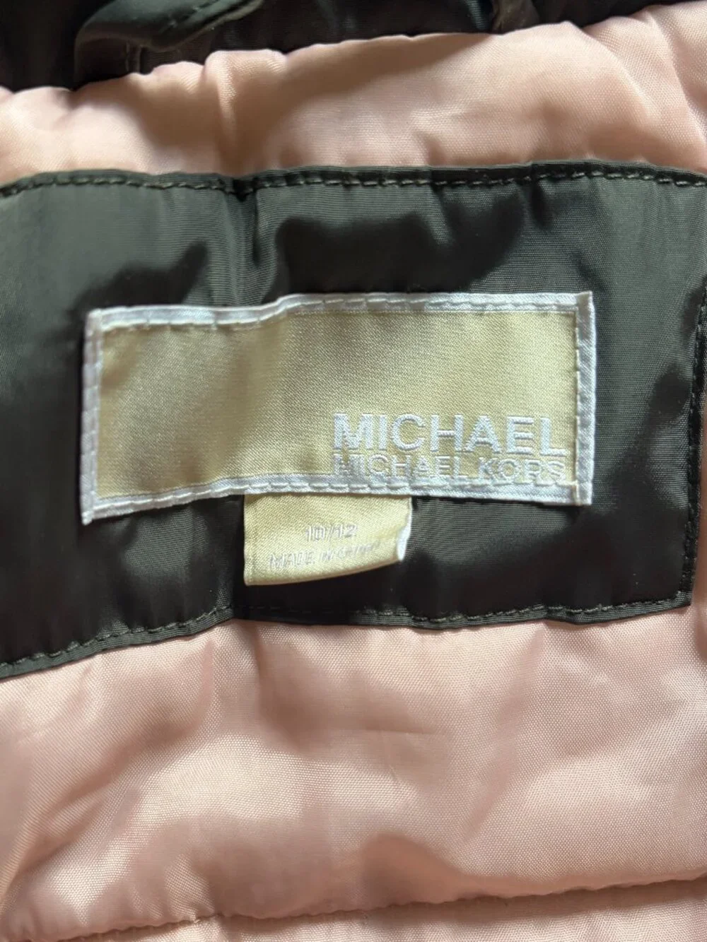 MICHAEL Kors Parka Girls Size 10-12 Olive Green with Pink accents